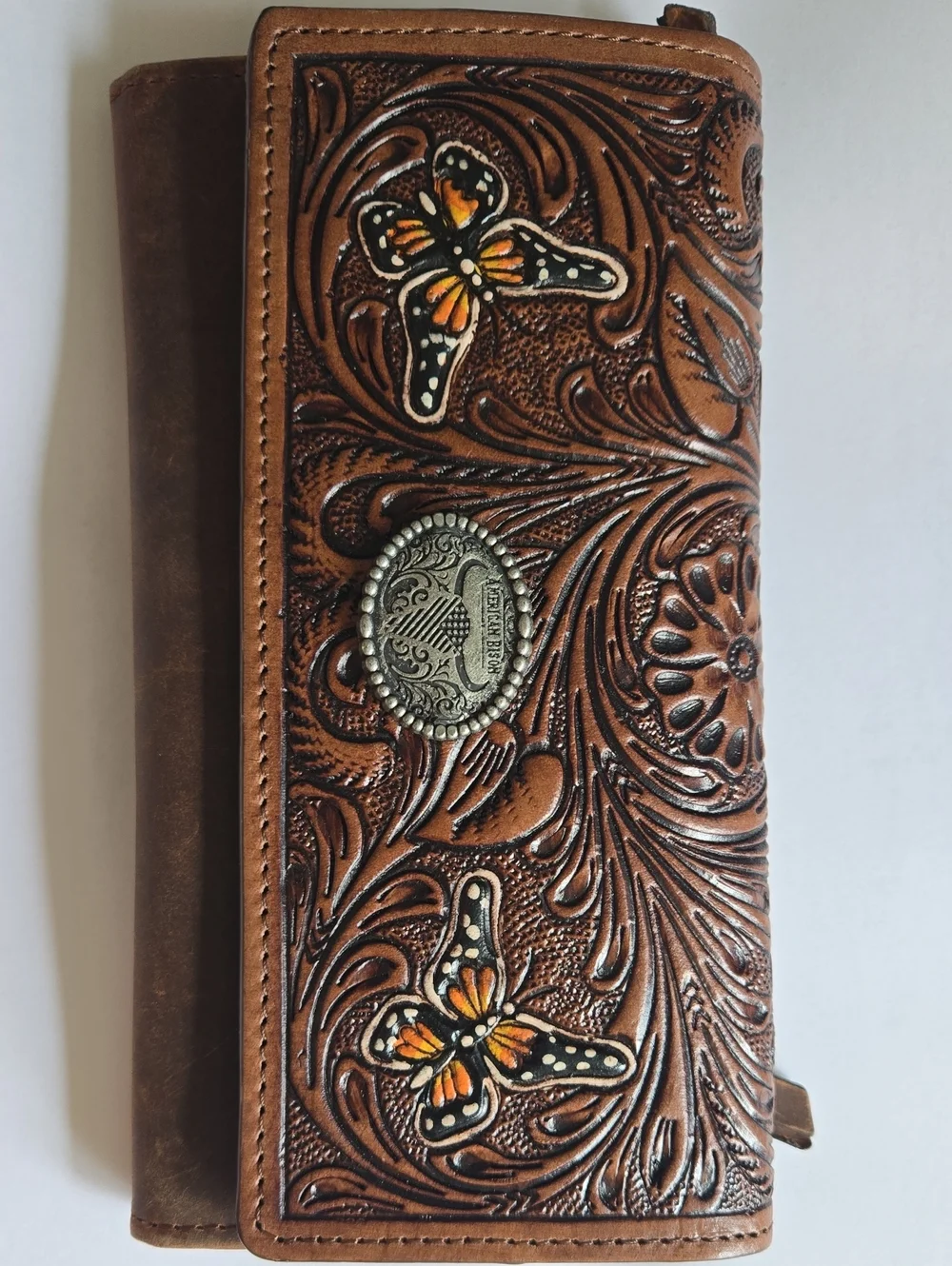 American Bison Leather Monarch Wallet NWT